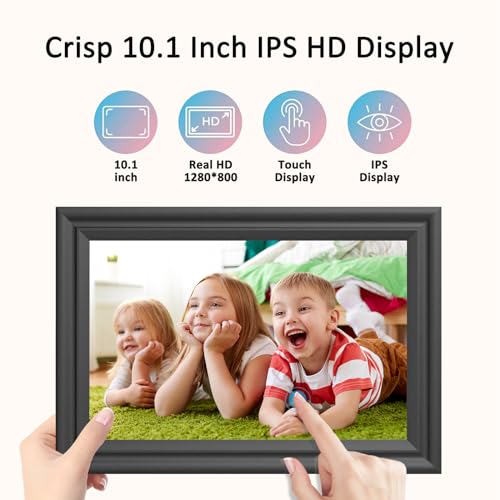 Digital frame displaying family photos