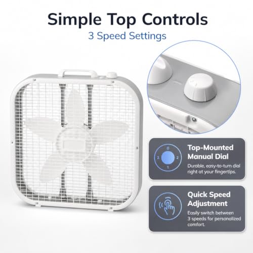 Top mounted manual speed controls on fan