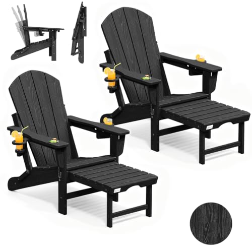 Mdeam HDPE folding chairs set of 2 in black