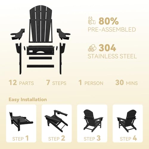 Mdeam black patio chairs in garden setting