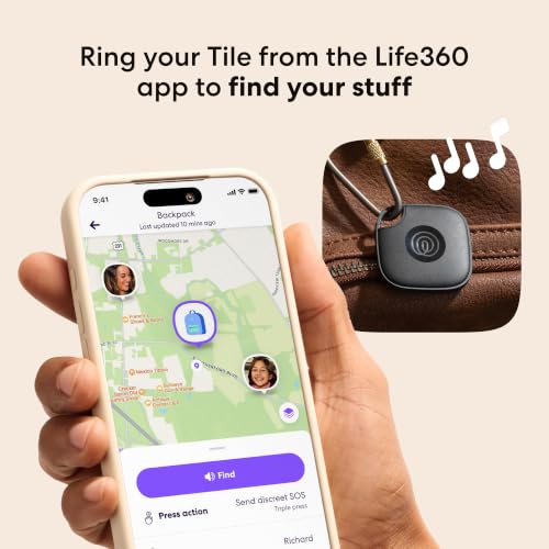 Life360 Tile tracker inside a backpack