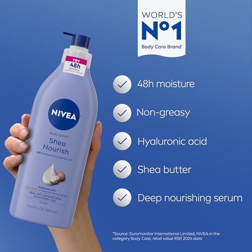 Close up of NIVEA lotion packaging details