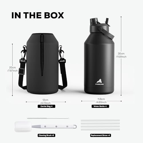 POWCAN stainless steel water bottle side view