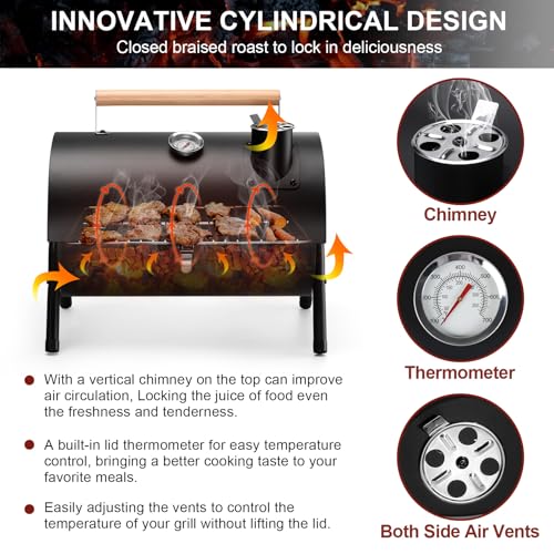 Joyfair charcoal grill lid thermometer close up