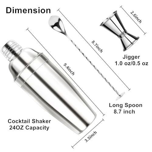 Silver stainless steel cocktail shaker with lid