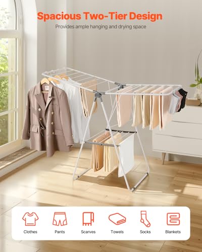 Side profile of VEVOR white drying rack