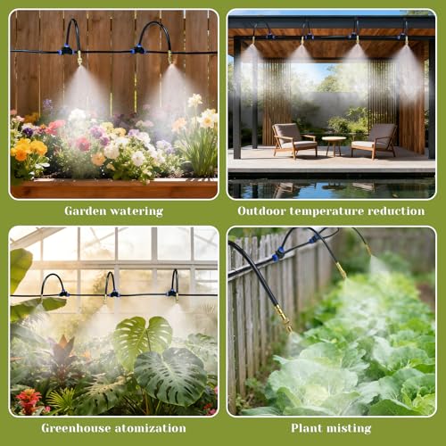Durable brass nozzle atomizing water in a greenhouse
