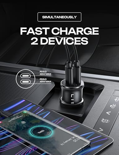 Close up of LISEN fast car charger ports