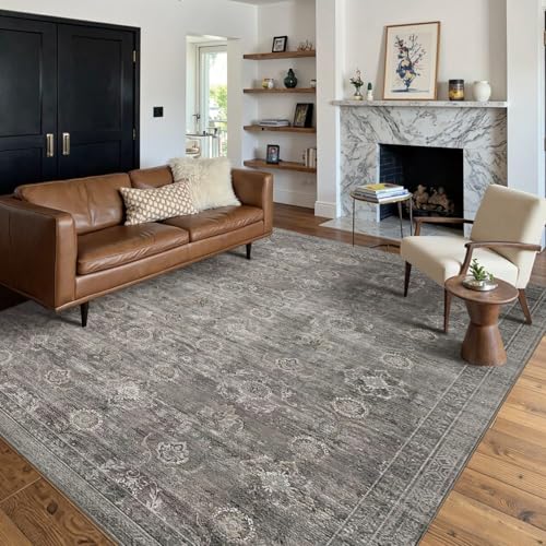 Rugxara 5x7 Washable Area Rug Taupe Grey overall view