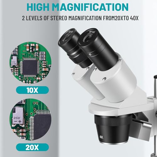 Microscope with WF10x and WF20x eyepieces
