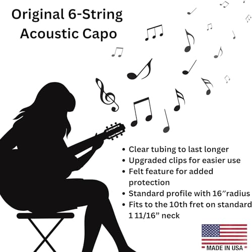 Paige 6-string capo mounted on guitar neck