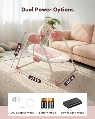 Baby swing control panel with power and music buttons