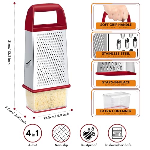 Stainless steel grater surfaces side view