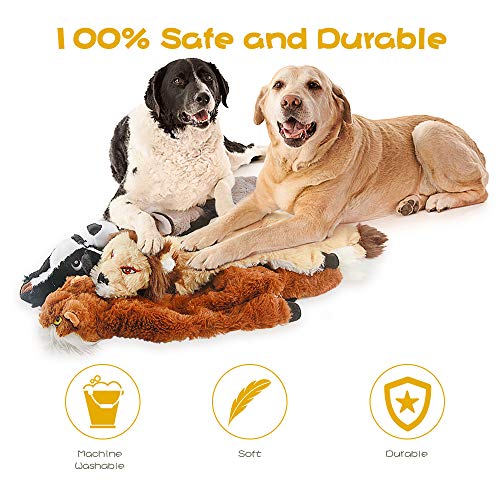 Plush fox and lion chew toys for dogs
