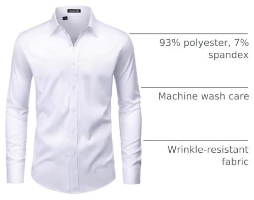 ROUWELL Mens White Dress Shirt sleeve cuff