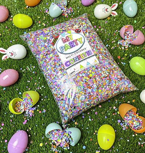 Festive confetti spread on a party table