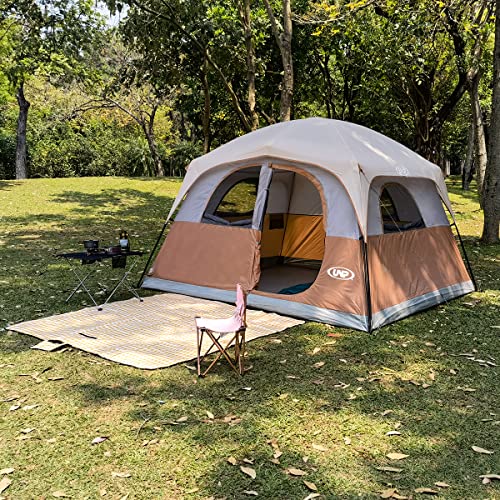 UNP khaki camping tent setup