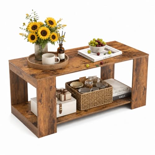 Metal frame and wood coffee table side profile