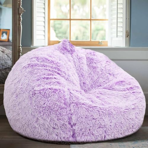 Kids sitting on Kisoy fuzzy bean bag