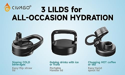 CIVAGO insulated bottle with straw lid