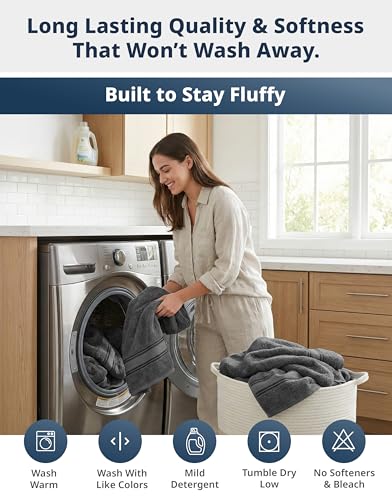 LANE LINEN Space Grey Bathroom Towels