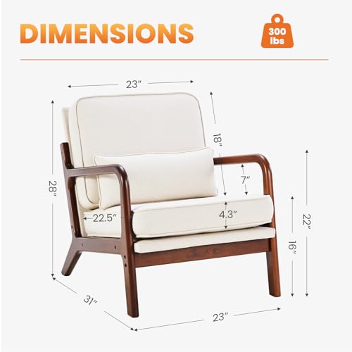 Side view of the rubberwood framed DUMOS accent chair