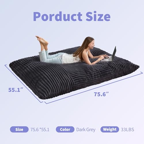 Large dark grey bean bag lounger