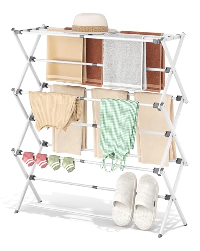 APEXCHASER 3-Tier Foldable Clothes Drying Rack