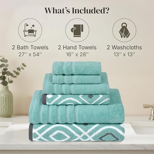 Modern Threads hand towel in aqua color