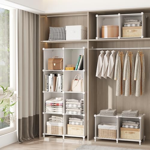 AWTATOS white storage cubes in a closet setting