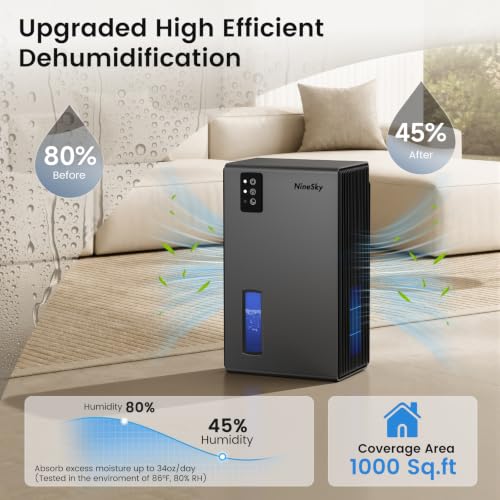 Side profile of NineSky portable dehumidifier