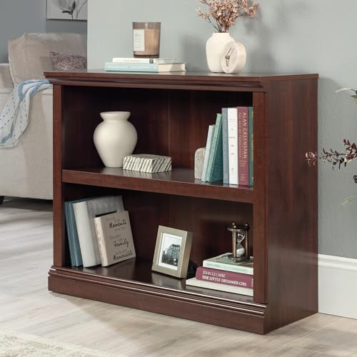 Select Cherry finish detail on Sauder bookcase