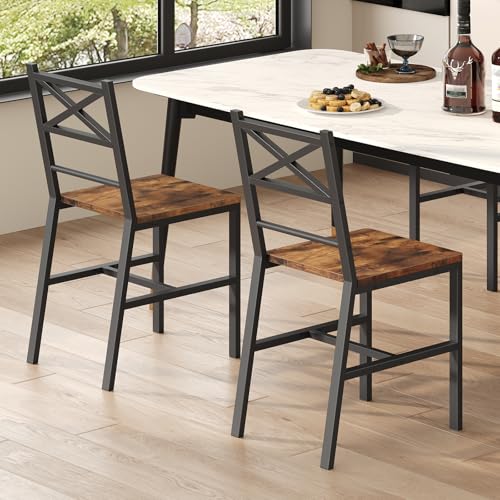 MAHANCRIS Dining Chair Set of 2 rustic brown front view