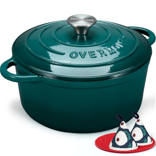 Overmont 7QT Enameled Cast Iron Dutch Oven front view