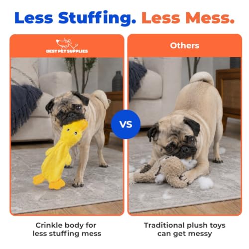 Durable stitching detail on squeaky dog toy