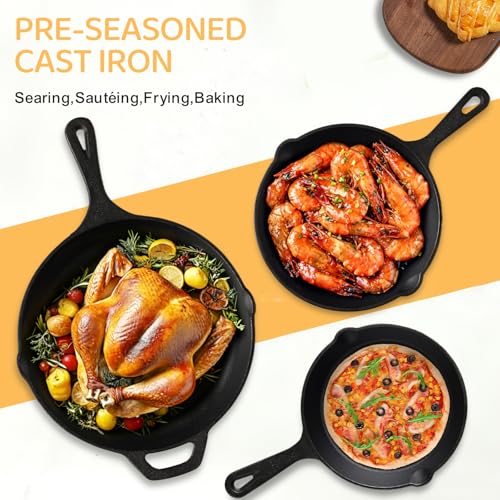 EWFEN cast iron skillet set black professional pans