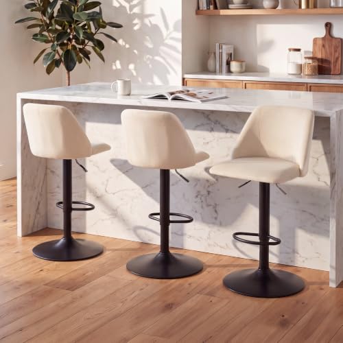 COLAMY beige bar stool set of 3