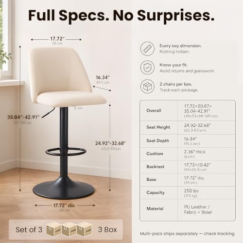 Padded seat of COLAMY kitchen stool