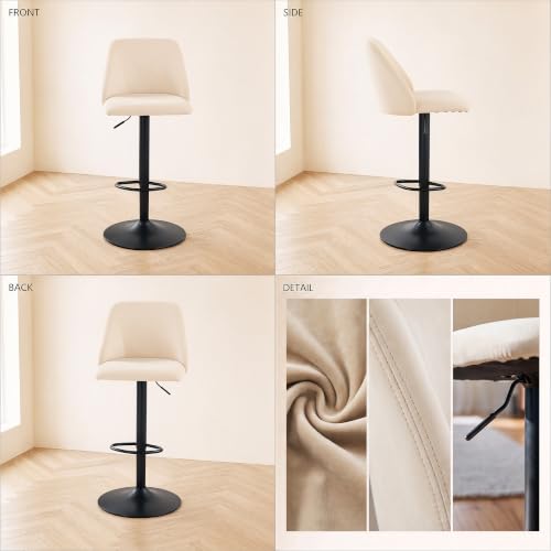 Three beige bar stools arranged together