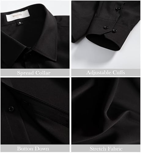 Sleeve and cuff detail of EOUOSS black dress shirt