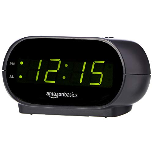Basics Small Digital Oval Alarm Clock front view