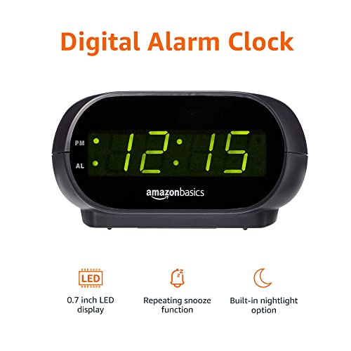 Basics TT1001 black alarm clock side profile