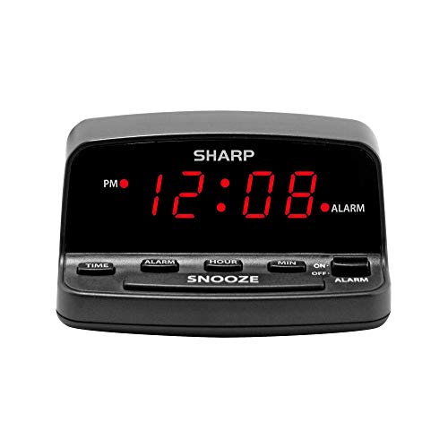 Sharp Digital Alarm Clock with Keyboard Controls front view