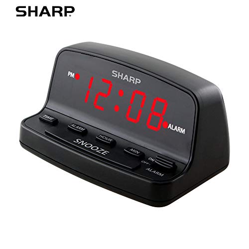Sharp Digital Alarm Clock showing red LED display