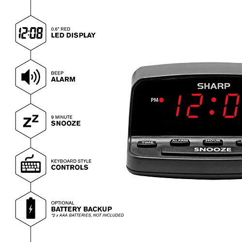 Close up of Sharp Digital Alarm Clock keyboard control panel