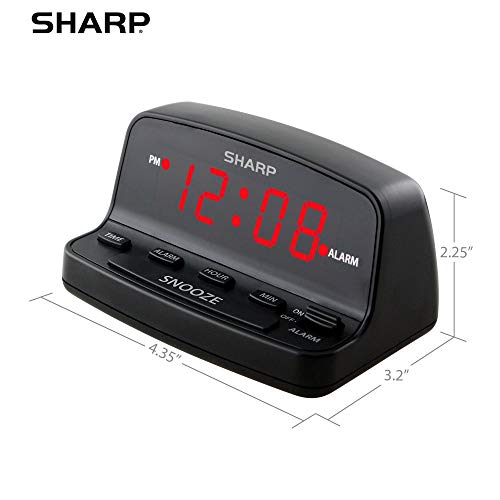 Sharp Digital Alarm Clock side profile in black