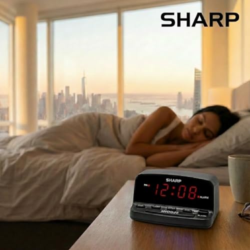 Sharp Digital Alarm Clock bedside setup
