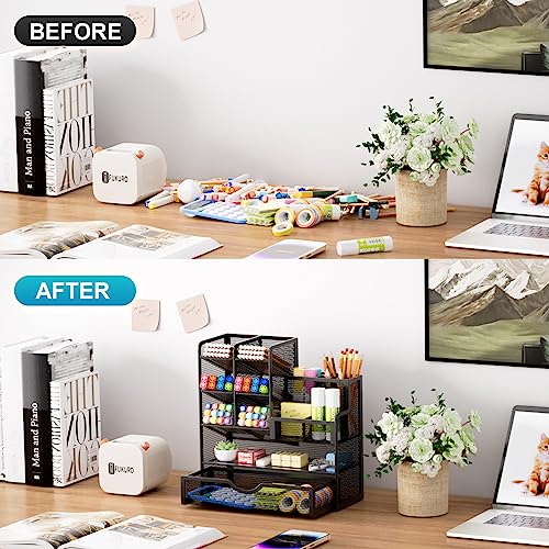 Side profile of multi-compartment pen holder
