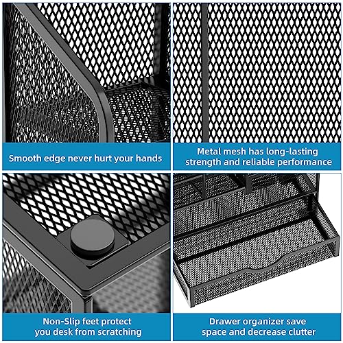 Black metal desktop storage for makeup brushes