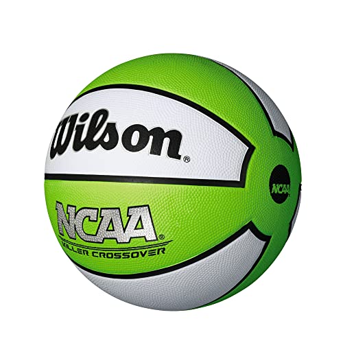 Side view of lime and white WILSON outdoor basketball